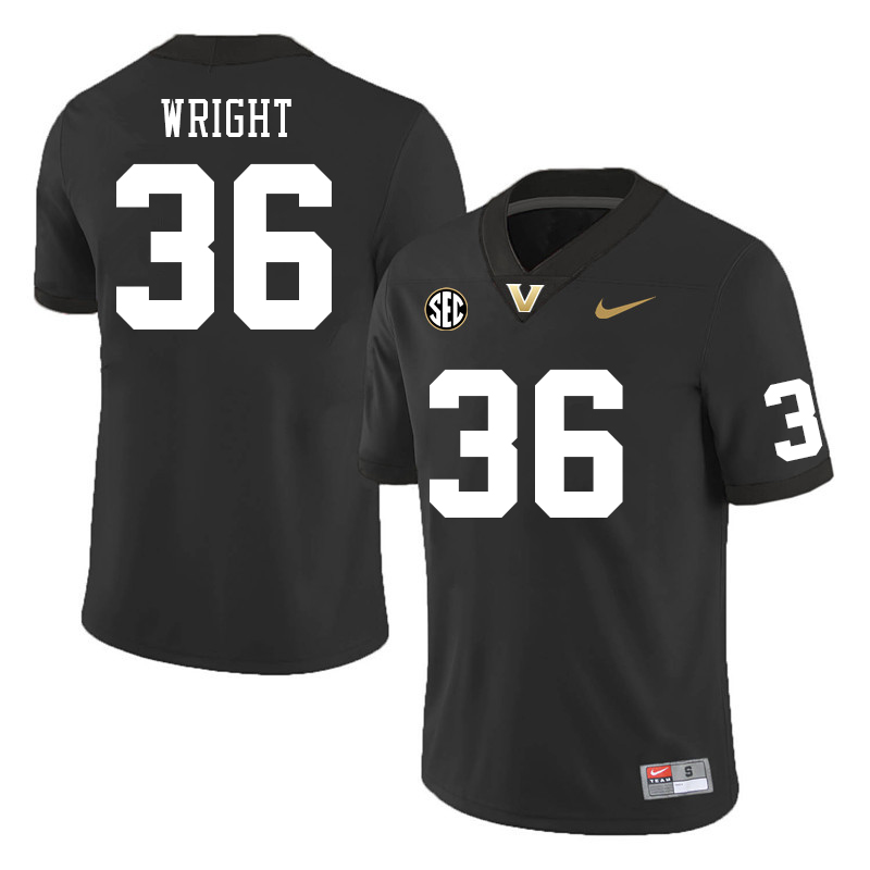 Vanderbilt Commodores #36 Alan Wright College Football Jerseys Sale Stitched-Black